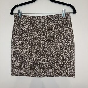 Free People Leopard Print Mini Skirt‎ Brown White Animal Print High Waist Size 4